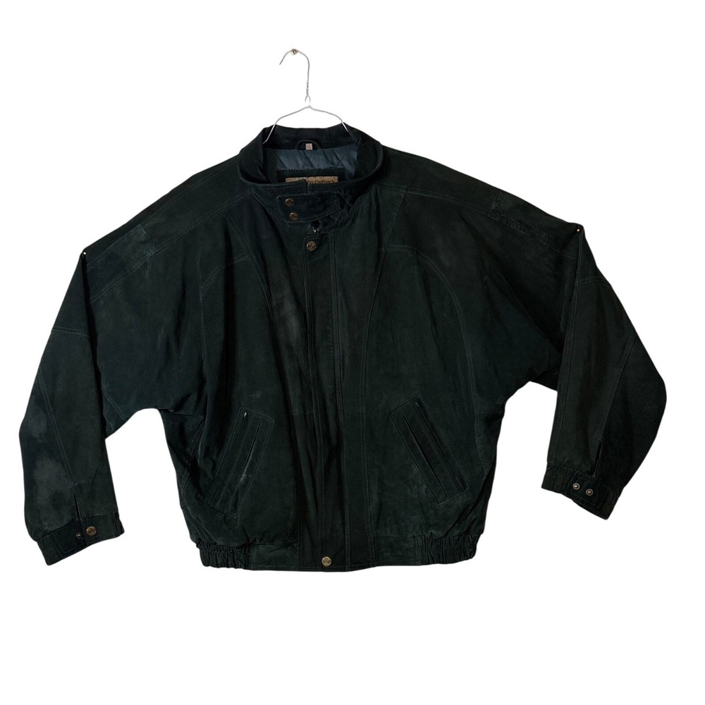 Santa Fe Outback Leather Bomber Jacket Mens 3X Dark Green Suede Vintage Quilted